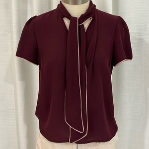 Burgundy short sleeve blouse